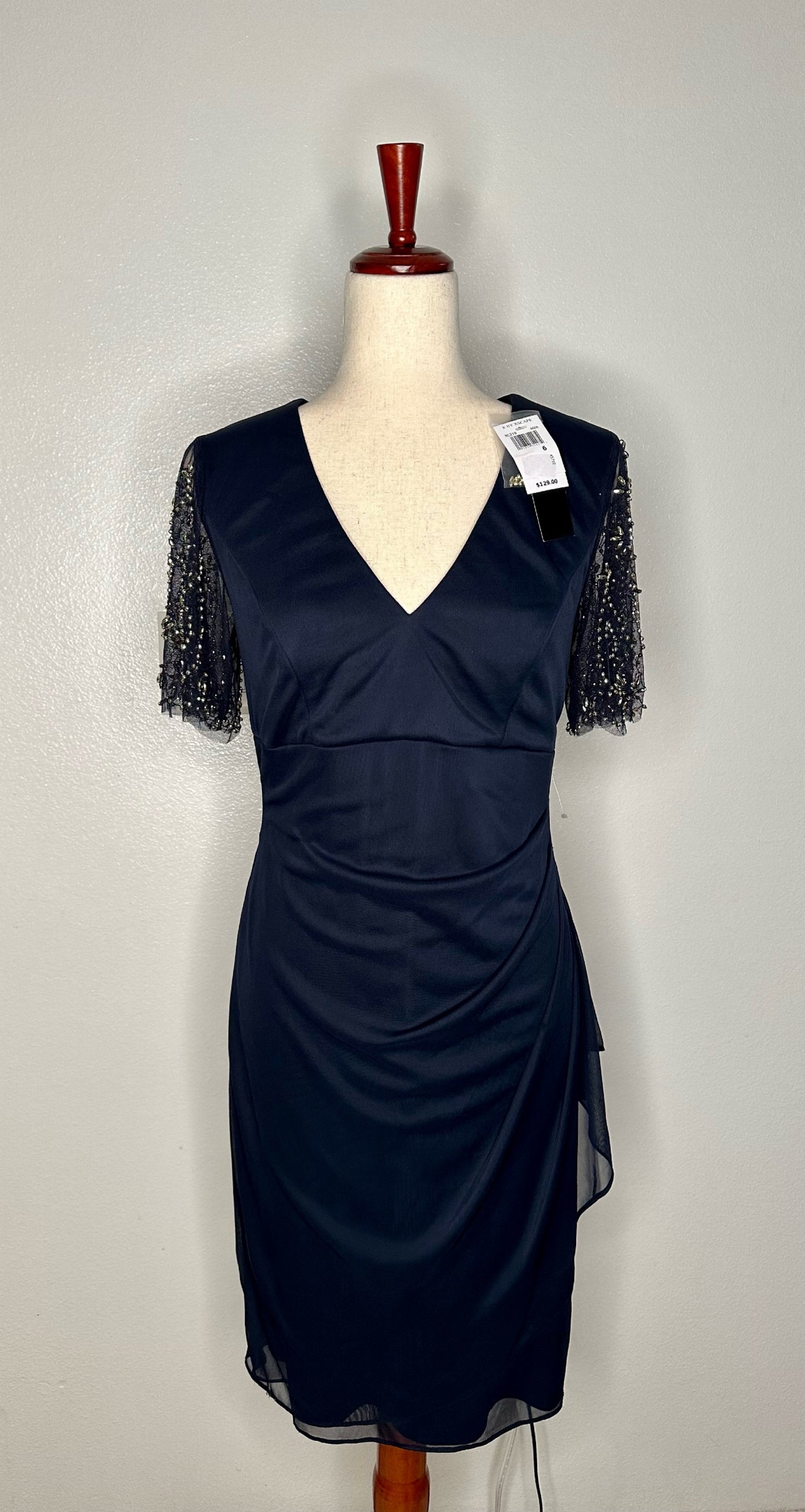 Womens Embellished V-Neck Cocktail And Party Dress