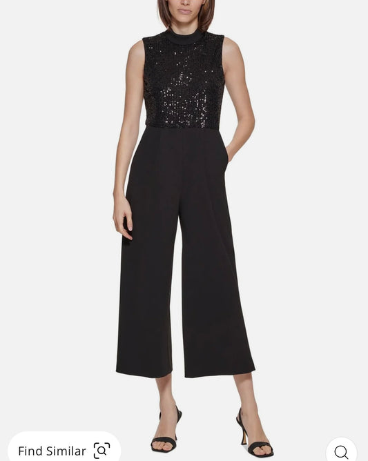 Womens Sequined Sleeveless Jumpsuit