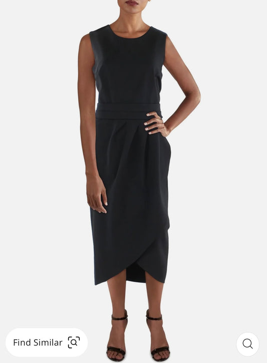 Womens Pleated Midi Sheath Dress