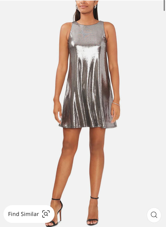 Womens Metallic Knee Shift Dress