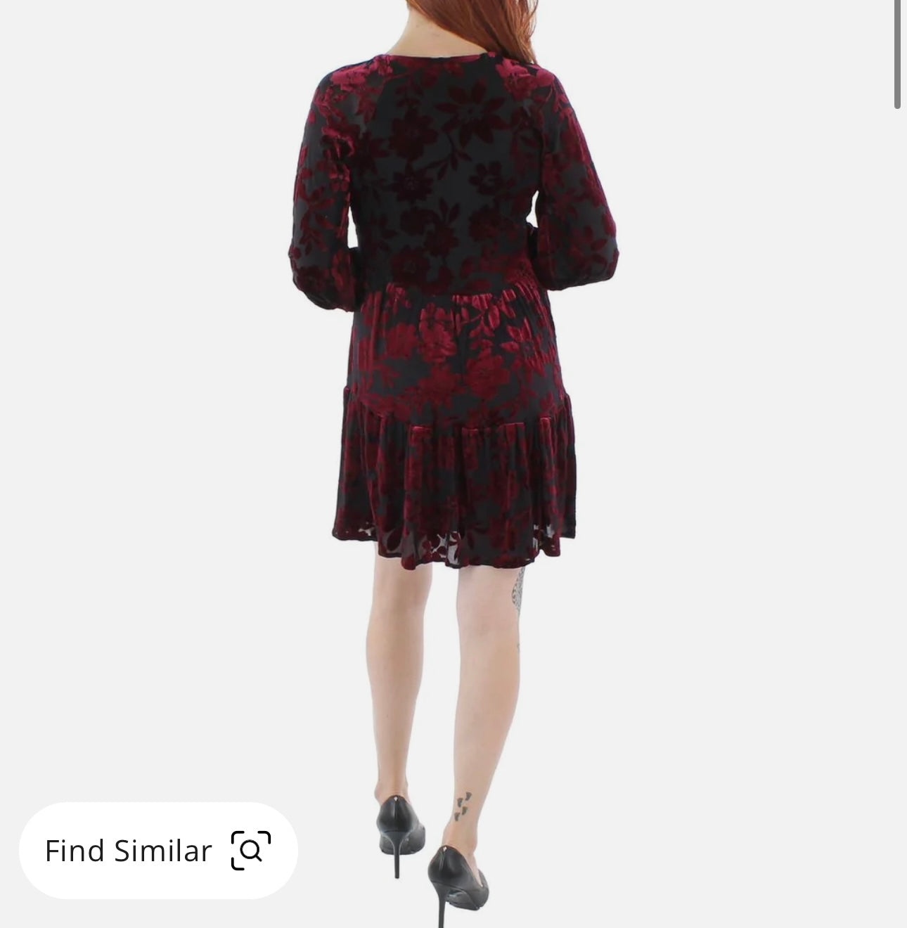 Womens Velvet Floral Cocktail And Party Dress