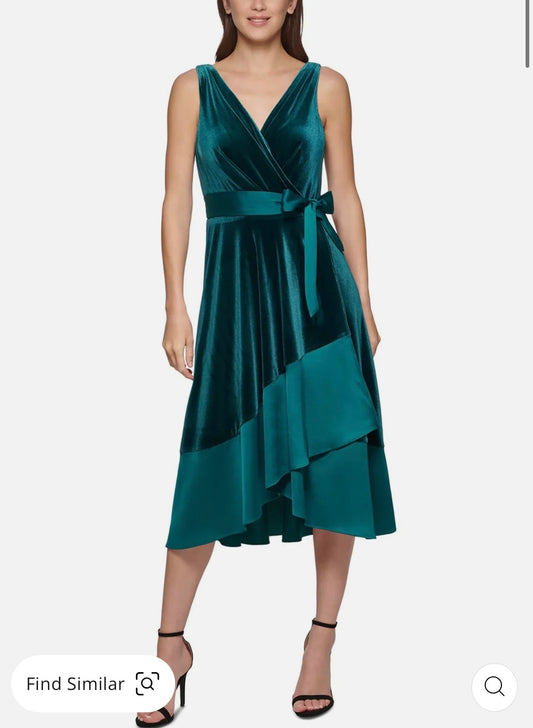 Designer Womens Velvet Midi Wrap Dress