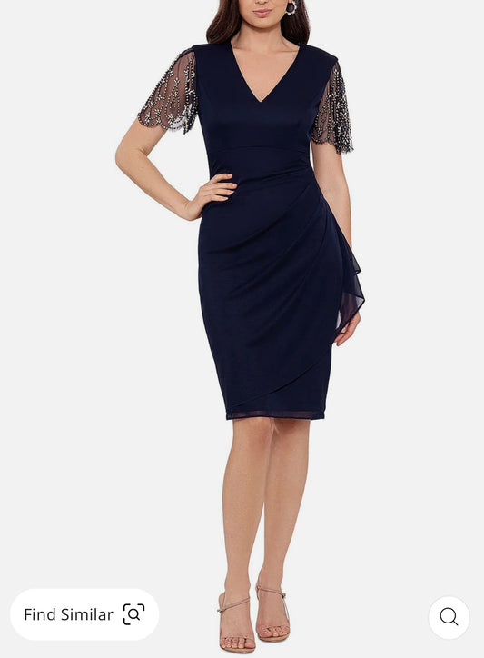 Womens Embellished V-Neck Cocktail And Party Dress