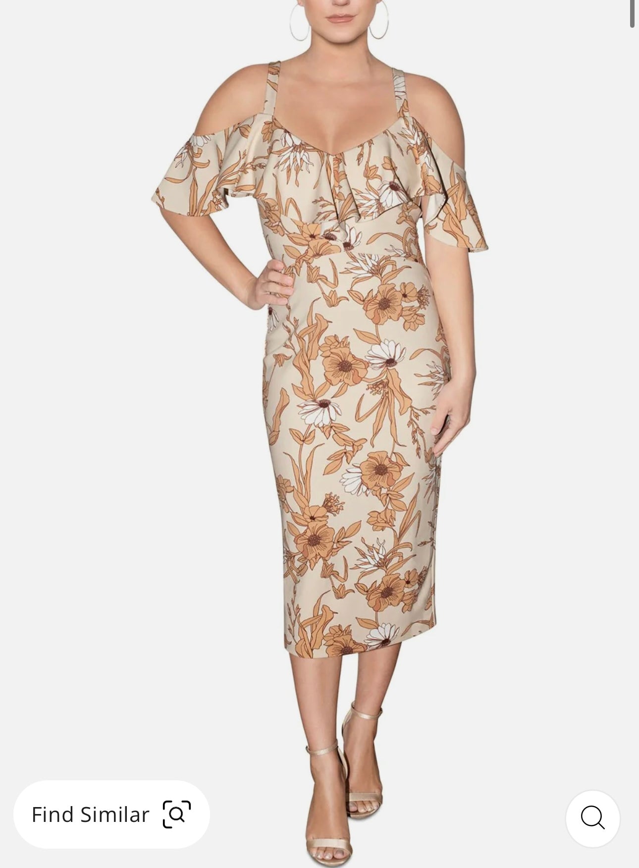 Womens Floral Print Midi Sheath Dress