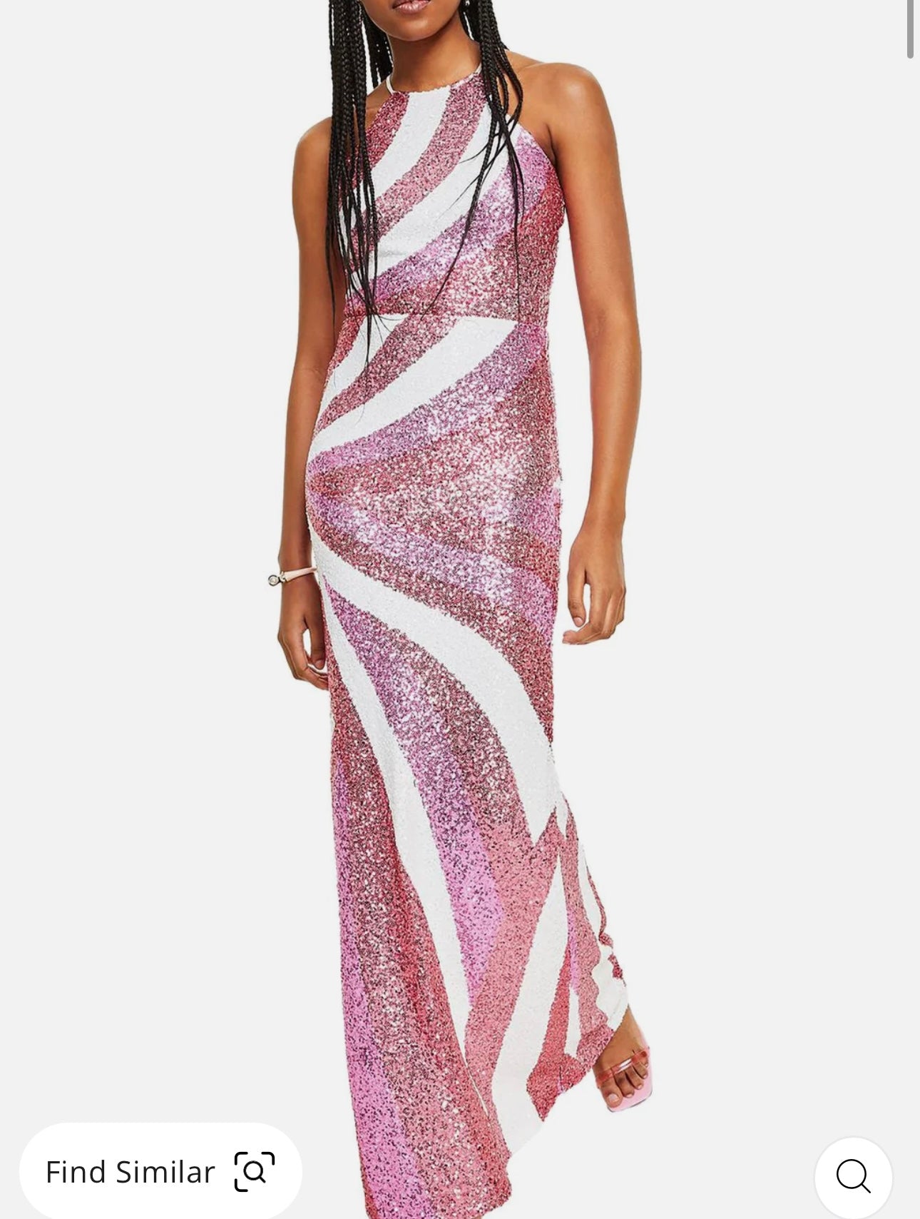 Womens Sequined Halter Evening Dress